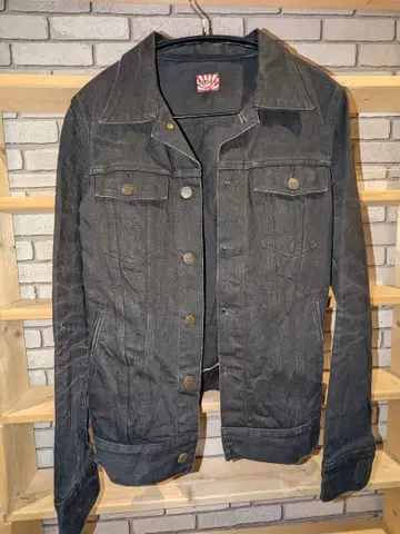 occupy 코튼 데님 밀리터리 지퍼 데님 자켓 블랙