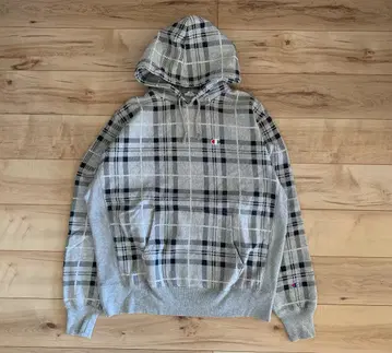 챔피온 UO 별주 리버스 위브 후디 그레이 체크 XL