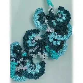 o6 터키 오야 자수 목걸이 꽃 자수 스카이블루 그린