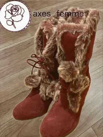 axes femme 퍼 롱 부츠 레드
