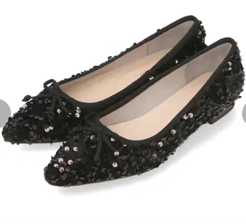 Oriental Traffic 스팽글 블랙 플랫슈즈