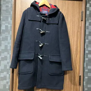 런던 트래디션 네이비 후드 부착 더플 코트 S