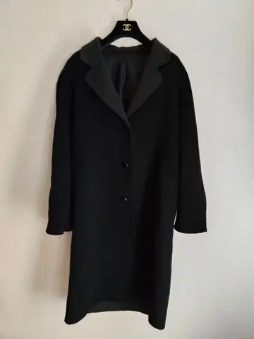 미사용 캐시미어 100 블랙 롱 코트