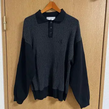 블랙 니트 피케 셔츠