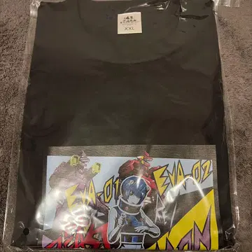 에반게리온 T셔츠 XXL 블랙 아메리칸 코믹스풍 패턴