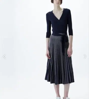 카슈쿨 리브 니트 원피스 그레이스 콘티넨탈 네이비 36