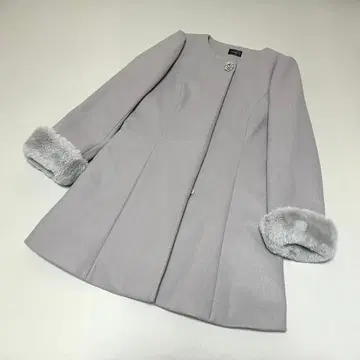 evelyn 비쥬 코트 퍼 롱 코트