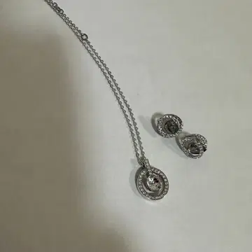 실버 원형 펜던트 귀찌 세트