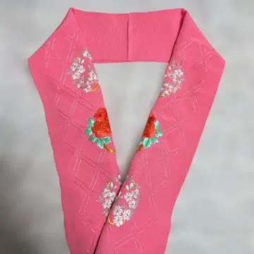 핑크 벚꽃 모란 자수 장식용 깃 카라 히데슈
