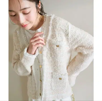 La boutique BonBon 팬시 트위드 니트 가디건