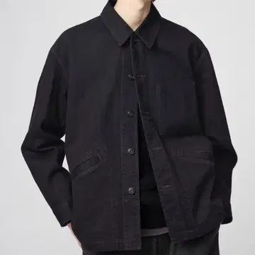 [ 새상품 ] 유니클로 U 오버 사이즈 컬러 데님 자켓 블랙 S