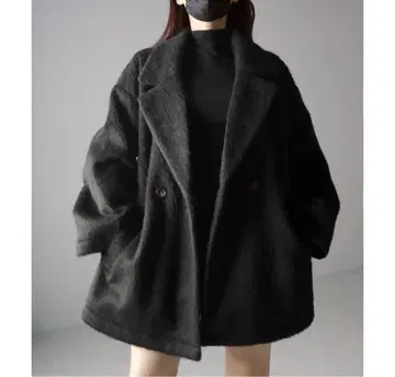 me+em select 오버 사이즈 샤기 멜톤 미들 코트