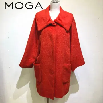 새상품급 MOGA 빨간색 샤기 코쿤 코트 빅칼라 울 알파카