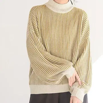 스트라이프 배색 리브 니트 풀오버