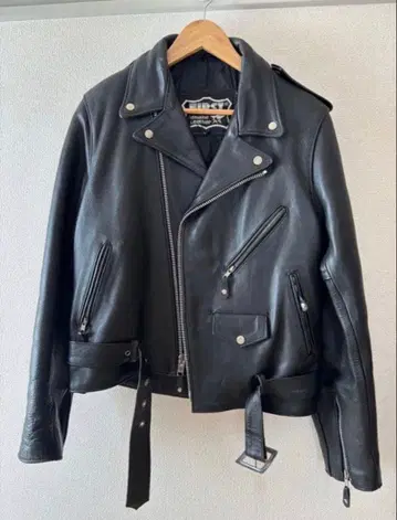 FIRST 천연 가죽 더블 라이더 자켓 블랙