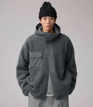 GU ENGINEERED GARMENTS 보아 플리스 스냅 후드티 XXL