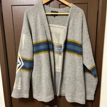 Pendleton M 그레이 가디건 기하학 패턴