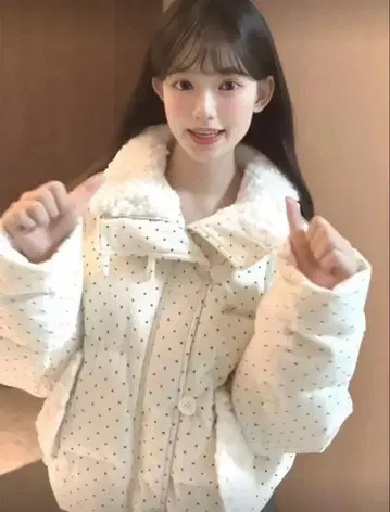 도트 도트 무늬 숏 다운 자켓 짧은 기장