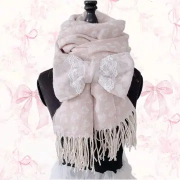 레어 y2k LIZ LISA 머플러 리본 하트 무늬 레오파드 무늬