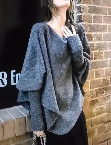 캐주얼 오버 사이즈 스웨터 (그레이)