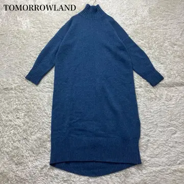 새상품급 투모로우랜드 울 캐시미어 터틀넥 원피스 블루