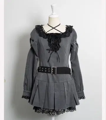 레이스 프릴 플리츠 미니 원피스 pium