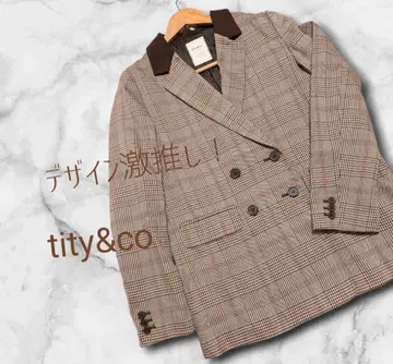 디자인 최애 새상품급 tity&co 체크 무늬 더블 버튼 테일러드 자켓