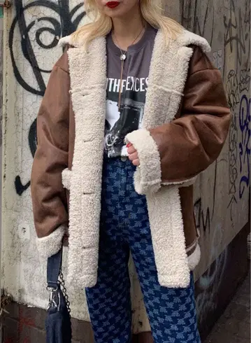 런치 코트 무스탕 코트 브라운 [ jouetie ]