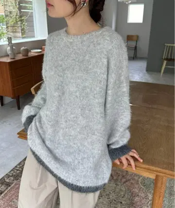 feepur 핸드워셔블 울 혼방 바이컬러 기모 오버니트