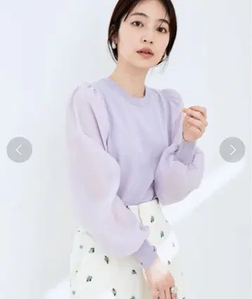 [ 미사용 새상품 ] vis 파워 숄더 소매 오간자 니트 풀오버