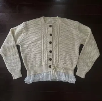 아이보리 케이블 짜임 가디건