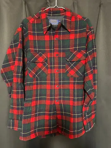 펜들턴 70s 빨간색 그린 체크 플란넬 셔츠