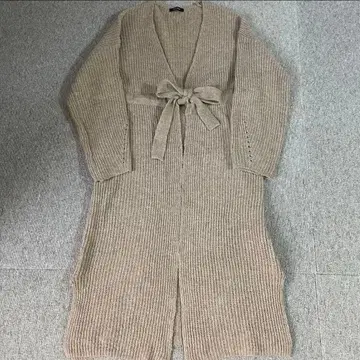 니트 롱 가디건 L 베이지 리본 유니클로 GU 시마무라 L