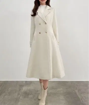 [CENEA] 허리 쉐이프 트위드 롱 코트