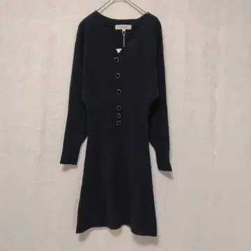 택 포함 Rirandture 네이비 V넥 니트 원피스 S 울 혼방