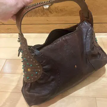 헨리 베글린 원 숄더백 호보 오미노 자수 스터드 가죽