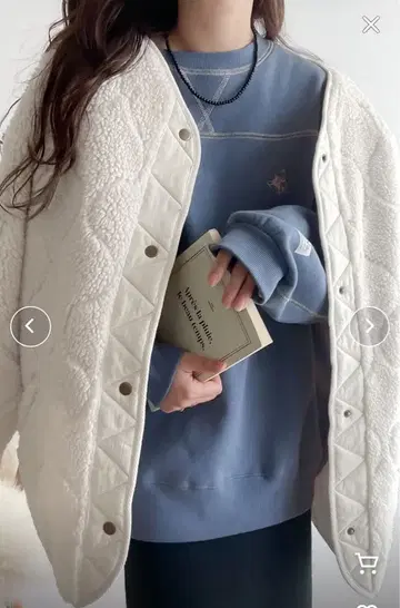 classicalelf 화이트 플리스 자켓 퀼팅