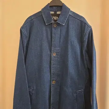 ZARA 남성용 데님 롱 코트 데님 자켓
