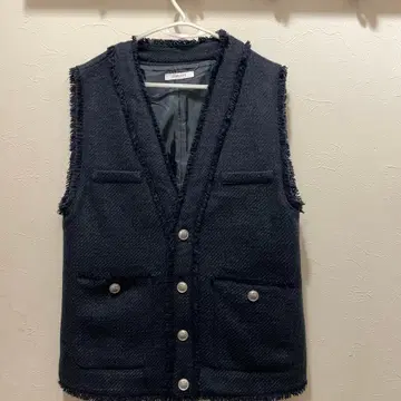 SIMPLICITE 트위드 프린지 베스트