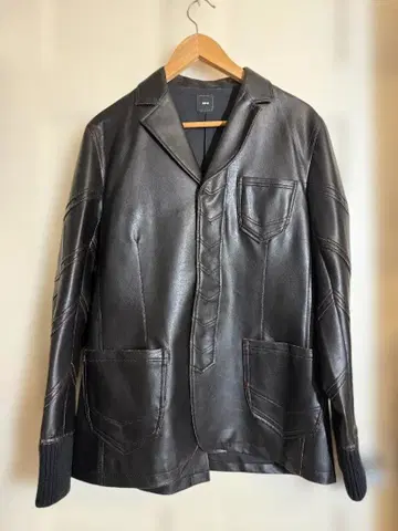 NEXD 블랙 가죽 블레이저 M 사이즈