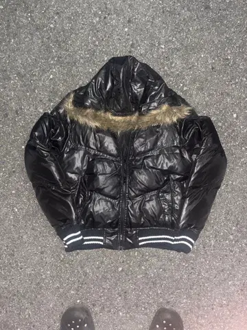 y2k 퍼 다운 자켓 archive 광택 짧은 기장 시크 스타일