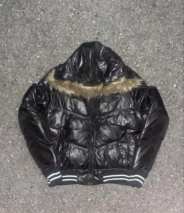 y2k 퍼 다운 자켓 archive 광택 짧은 기장 시크 스타일