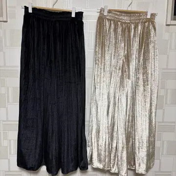 와이드 팬츠 플리츠 블랙 베이지 알파벳