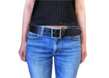 도치기 가죽 벨트 (블랙) 앤틱 골드 도금 버클 40mm 폭 통가죽