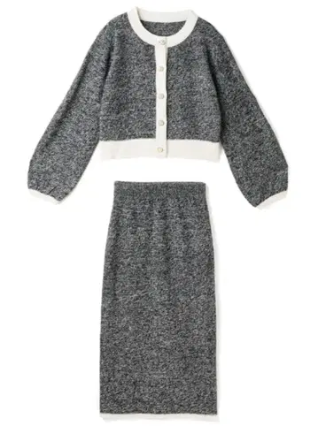 GRL 니트 가디건 스커트 셋업