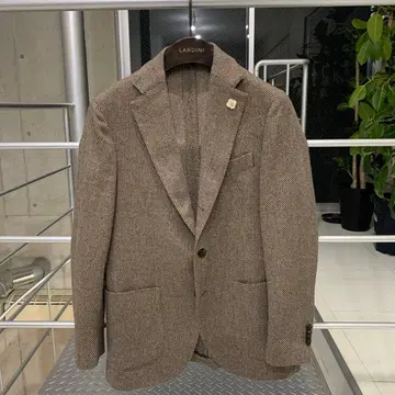 LARDINI 브라운 헤링본 테일러드 자켓