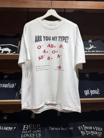 VINTGAGE(빈티지) 90s 혈액형 메시지 아트 T셔츠