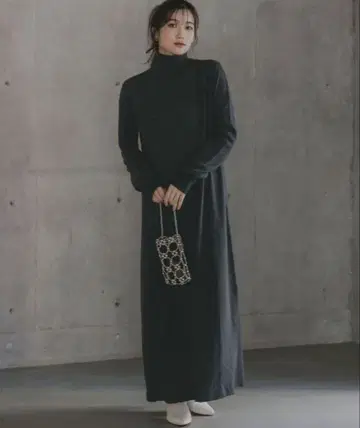 slattgir 큰 키 하이넥 니트 원피스 TM 차콜 그레이