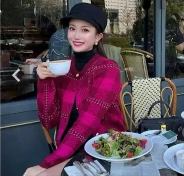 최단 당일 익명 Sheller 셰리에 modefull 체크 가디건