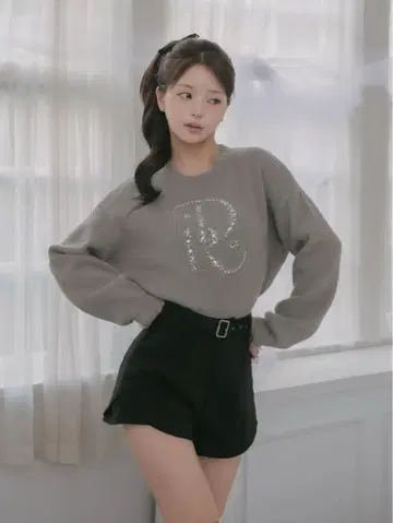 DR 비쥬 볼륨 리브 니트탑 GRY